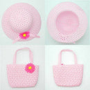 Nice Charm Princess Girl Straw Hat and Flower decoration Handbag (Pink) S2X8