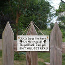 Crazy Dogs Do Not Knock Door Sign Wall Plaque or Hanging Pet Funny Dog Rustic