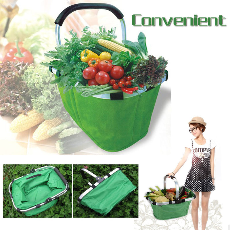 Folding Collapsible Reusable Portable Market Shopping Tote Picnic Basket Stock