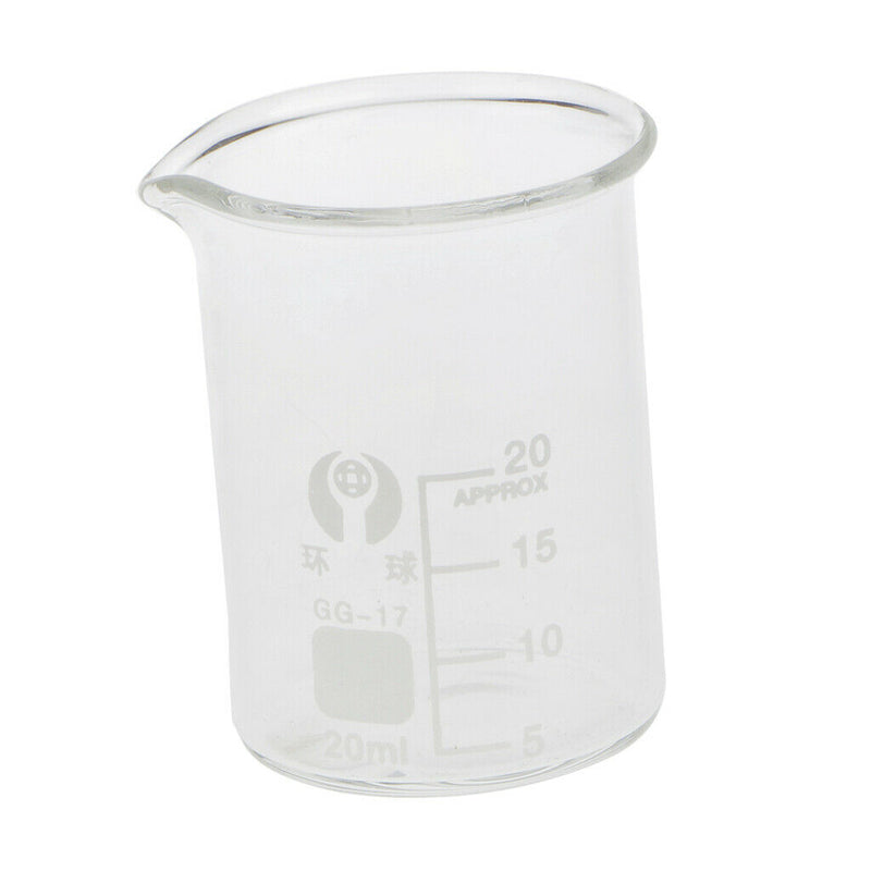 20mL Glass Graduated Low Form Beaker, 5mL Graduation Interval