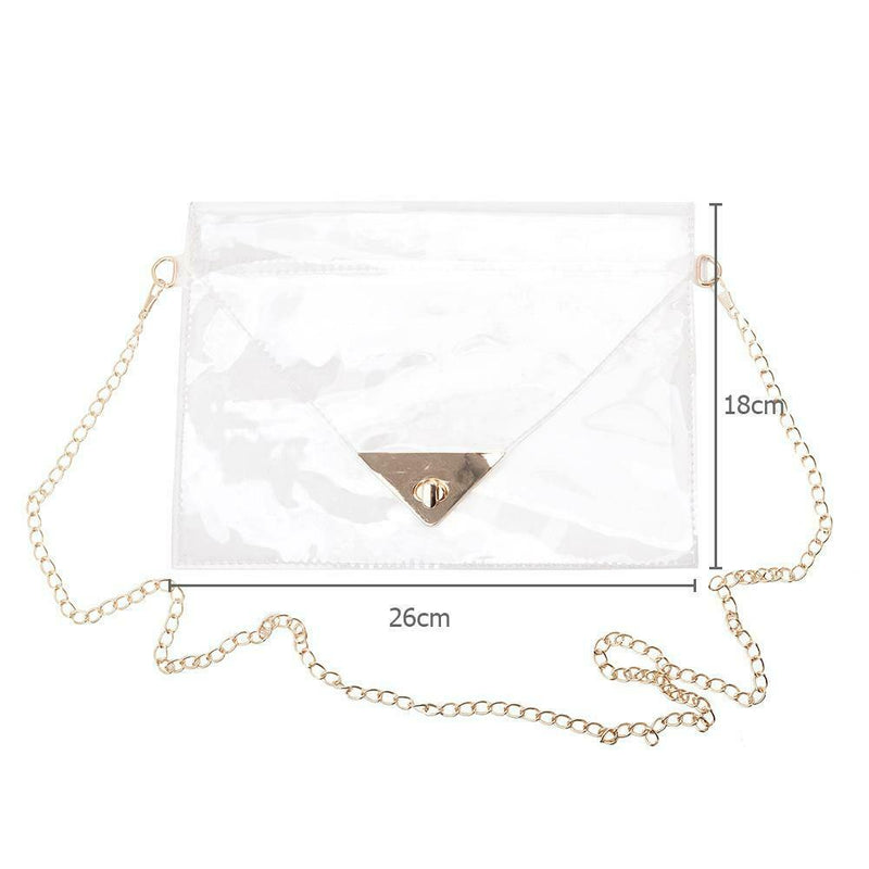 WomenTransparent PVC Envelope Messenger Bags Crossbody Clutch Totes (Clear) A