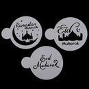 3pcs Eid Mubarak Cookies Stencil Ramadan Muslim Coffee Cake Template M 3C
