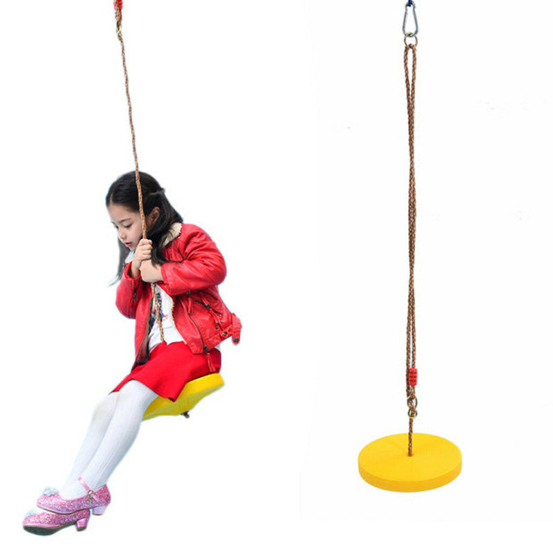 Yellow Children Outdoor Tree Hanging Disc Rope Swing Garden Accessories Toys