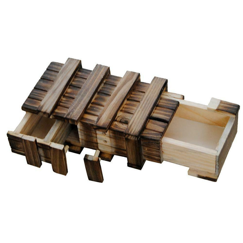 Wooden Puzzle Box Magic Compartment Secret Drawer Brain Teaser Gift IQ Toys US