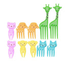 10X Fruit Fork Animal Food Picks Forks Children Cartoon Bento Lunch Decoration.