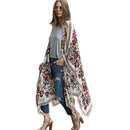 Women Chiffon Kimono Cardigan Floral Print Asymmetric Boho Loose Outerwear A