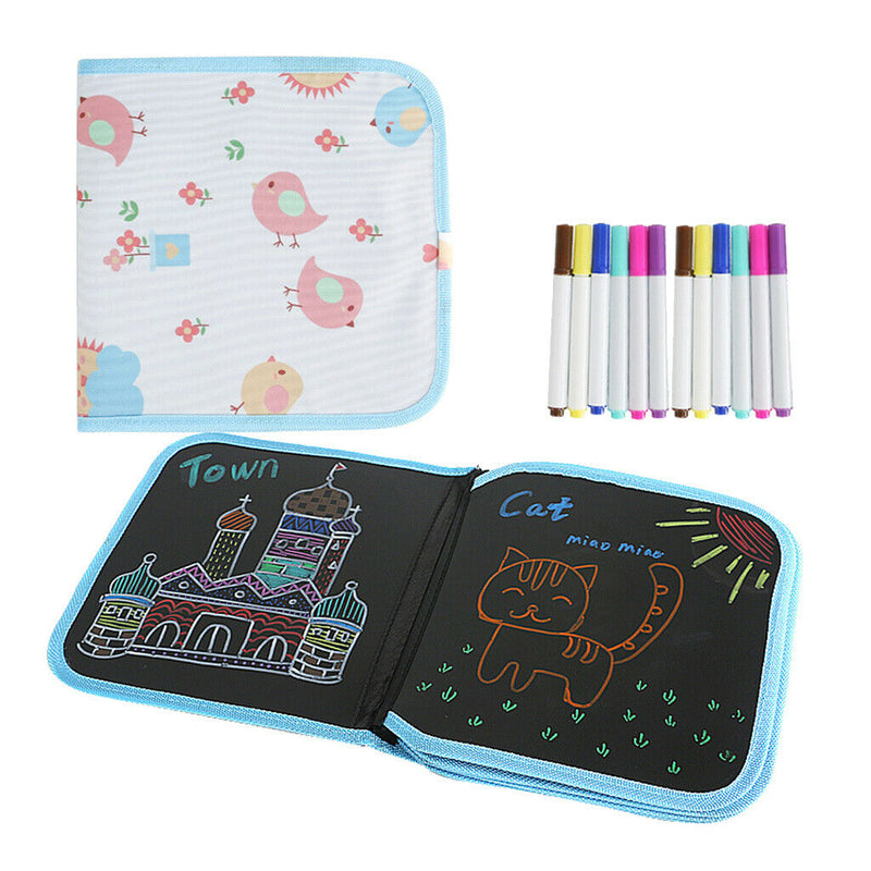 Erasable Drawing Pad Doodle Writing Board for Kids Toddler 12Pcs Pens