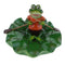 2x Artificial Pond Lily Floating Plant With Frog Ornament Family Rowing