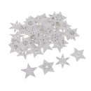 50pcs White Stars Wooden Snowflakes Craft Christmas Tree Hanging Decorations