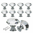 16PCS Crystal Glass Door Knobs Clear Pull Handle Zinc Alloy with Screw for  Y4I2