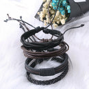 Man European Hot Retro Leather Multilevel Cowhide Handmade Woven Bracelet