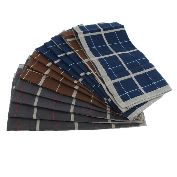 12pcs/set Men's 100% Cotton Square Handkerchief Hanky Wedding Party Hankie