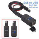 Motorcycle SAE to USB Cable Adaptor Dual USB Cell Phone Charger & Voltmeter BX