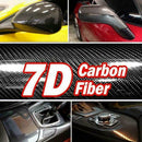 7D HIGH GLOSS Black Carbon Fiber Vinyl Wrap Free Air New Bubble Rel P3E0