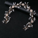 Rhinestones Pearls Flower Wedding Headband Bridal Hair Accessories Party 30cm FT