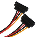 90 degree SATA 15-Pin Male to 2 x 15P Female Y Splitter Adapter Power Cable BX