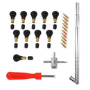 23pcs/set Valve Cores+Valve Stems+Core Remover+Metal Stem Puller+4 Way Tool Kits