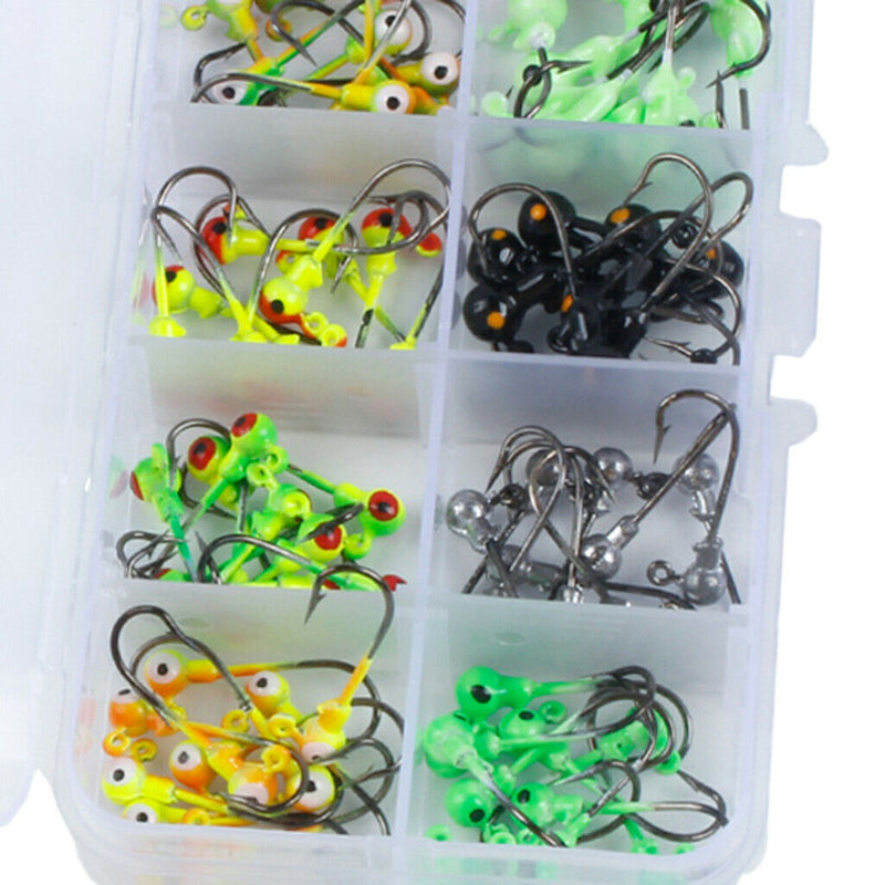 Round Jig Head, 100Pcs Ultrahead Jig Fishing Hook Jigheads Set, with Plastic