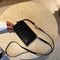 Women Crocodile Leather Shoulder Bag Solid Small Messenger Handbag (Black) A