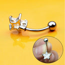 Clear Surgical Steel Navel Belly Button Bar Ring 10mm Star Jewelry