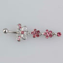 Puncture Ring Medical Needle Butterfly Zircon Flower Umbilical Navel Ring