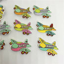 50Pcs Random Decorative Lovely Conveyance 2 Holes Sewing Wood Buttons Y1K6