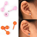 Lady Women Fashion Ball Ear Studs Stainless Steel Barbell Bar Earring Hot