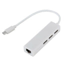 Type-c to RJ45 Ethernet Adapter 3 Ports USB Hub For MacBook Pro Air Chromebook