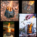 Wood Burning Camping Stove Outdoor Backpacking Picnic Cooking Stove with Storage