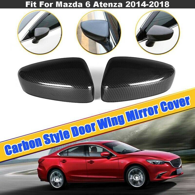 Car Carbon Fiber Rear View Mirror Cover Trim Fit for Mazda 6 Atenza 2014 20