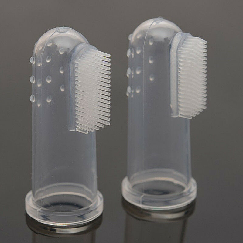 8Pcs Pet Cat Dog Finger Tooth Teeth Brush Dental Care Cleaning Silicone Brushes