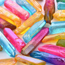 Large A Lot Of Titanium Rainbow Aura Lemurian Quartz Crystal Point Healing 100g-