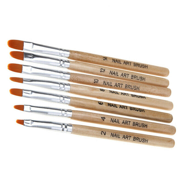 7pcs Nail Art Gel Tips Extension Builder Brush Pen Tool Kit Pro / Home Use New