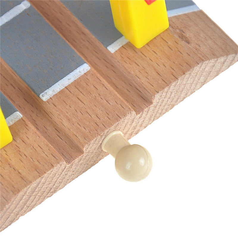 Wooden Railway Accessories Railroad Crossing Bridge Train Slot Track Toys 3C