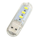 Mini Pocket USB LED Night Light 3 LEDs 5V Bulb Lamp for Reading White