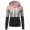 Stitching Women Long Sleeve Hit Color Autumn Leisure Hoodies (Pink M) A#S