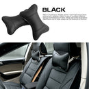 2pcs PU Leather Car Neck Pillow All Season Auto Neck Rest Universal (Black)