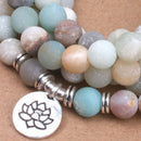 Fashion Matte Natural Stone Bead Bracelet Lotus Yoga Bracelet