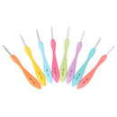 8Pcs 8 Colors Colorful Plastic Handle Aluminum Crochet Hook Knitting Needle
