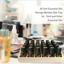 30 Grid Solid Wooden Rotating Essential Oil Bottle Holder Tray Diffuser Display
