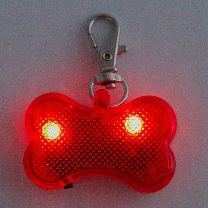 Flashing Flasher Blinking Led Bone Shape Dog Cat Tag Pet Safety Collar Ligh J6M5