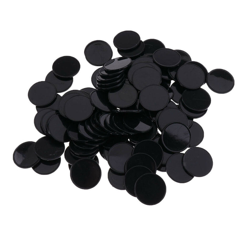 100 Pieces Round Casion Poker Card Counting Bingo Chips Tokens Black 25mm