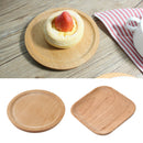 2Pcs Solid Wood Pan Plate Fruit Dishes Saucer Tea Tray Dessert Dinner Plate