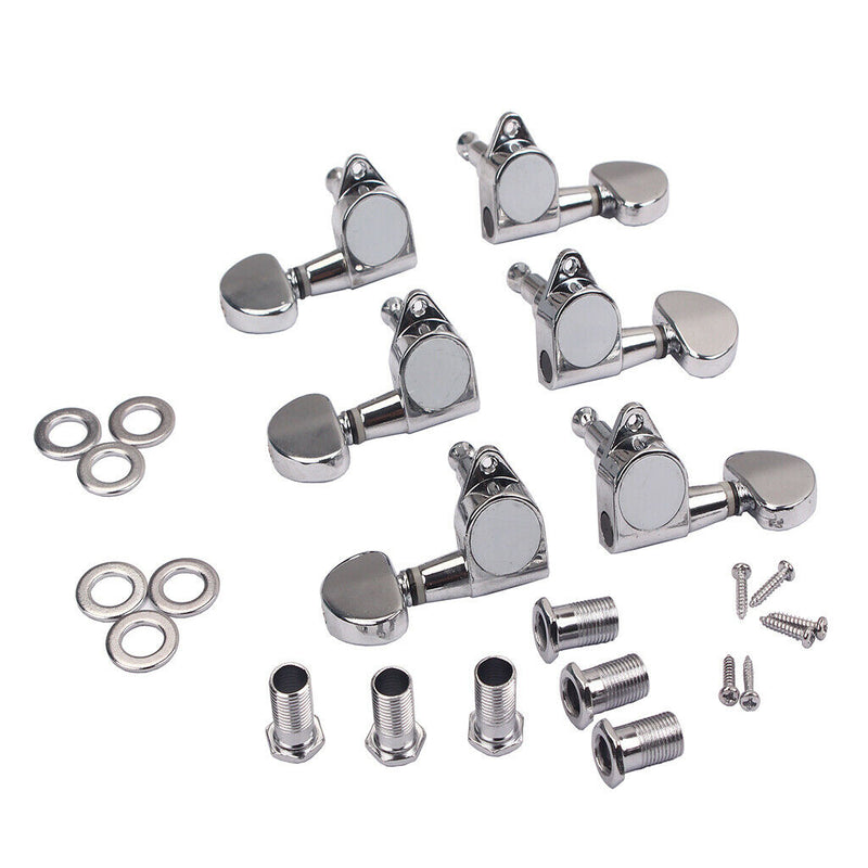 1 Set 3R+3L Guitar String Tuning Pegs Keys with Ferrules Screws - Chrome