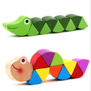 Hot Wooden Crocodile Caterpillars Toys Baby Kids Educational Colours Gift NT FT