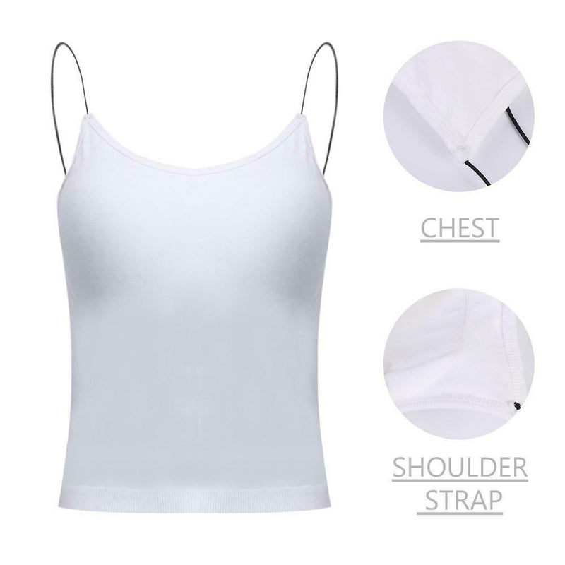 Summer Fitness Slip Sport Camisole Solid Women Vest With Chest Pad (White) A