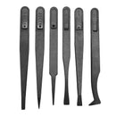 6PCS Precision Tweezer Set Plastic Anti Static Tool Kit Size 1/2/3/5/6/8 ea