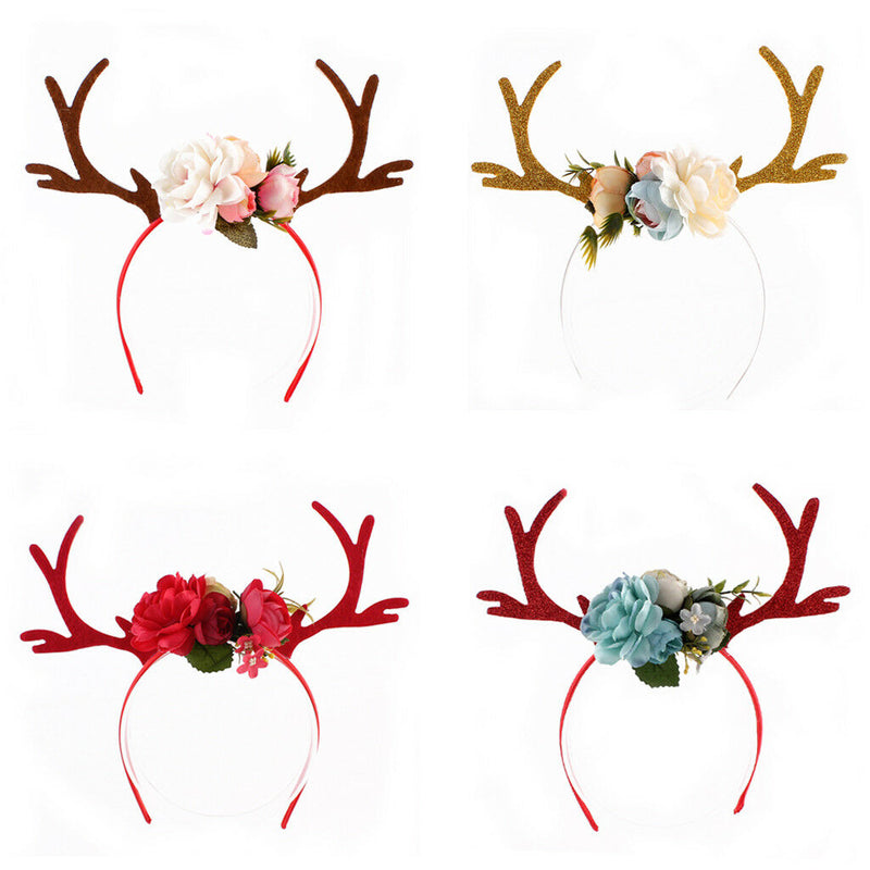 Baby Children Girls Christmas Cute Khaki Deer Antlers Ear Hair DIY Headband