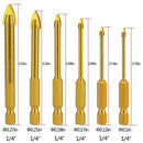 6pcs Glass Drill Bits Set Tile Ceramic Drilling Set 3/4/5/6/8/10mm with 1/4 I7P3