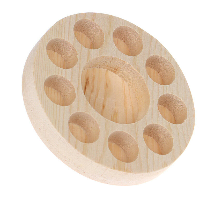 Round Wooden Essential Oil Display Stand Holder Organizer Shelf Rack 10Slo Ew